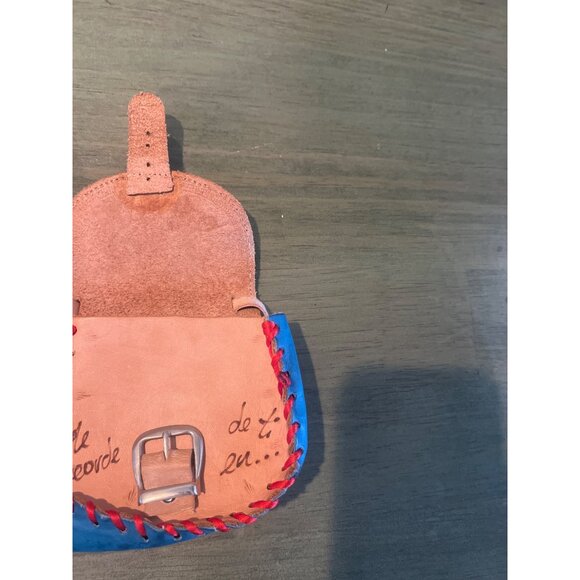 Vintage Handcrafted Leather & Suede Shoulder Bag With Floral Embroidery & Messag - Picture 7 of 11